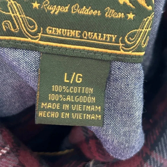 Anchorage Expedition Red Black Plaid Cotton Flannel Button Front Shirt Large - Picture 3 of 5